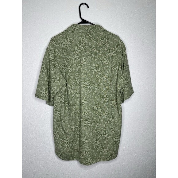 Vtg Columbia Button Front Shirt Men's Medium Silk Green Hawaiian Palm Leaves 90s - Picture 9 of 16